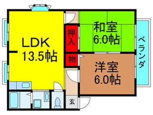 サンビレッジ中西Ｂ棟の物件間取画像